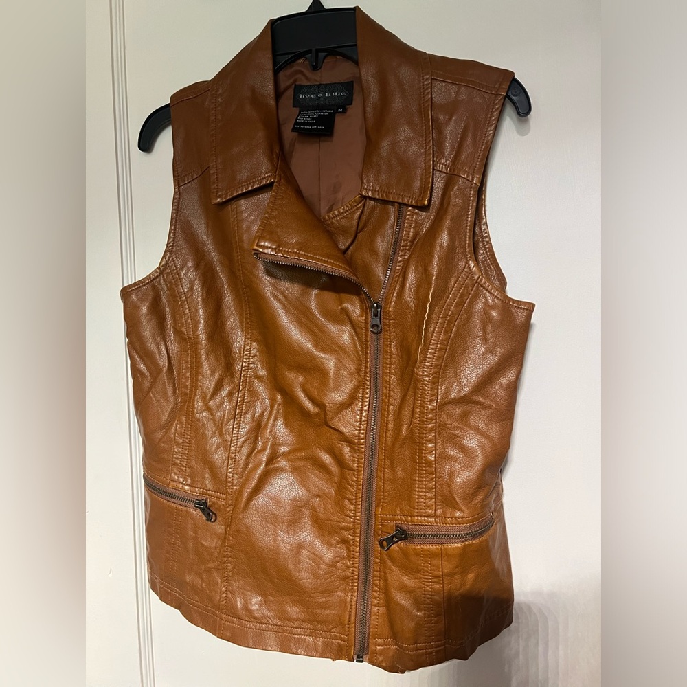 Live a Little Faux Leather Vest Size M